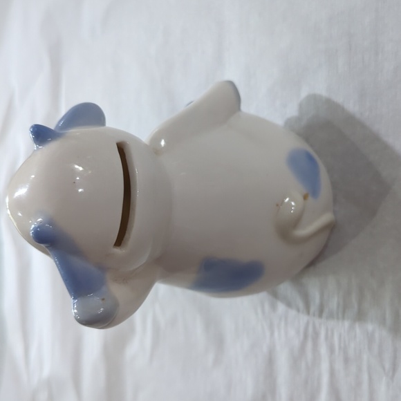 Vintage white blue spots Pig bank - Picture 4 of 5